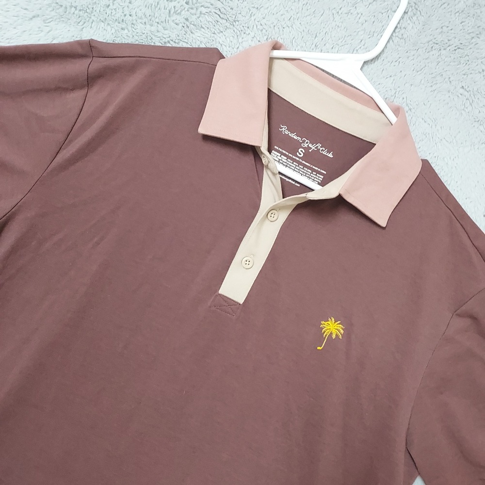Random Golf Club Polo Shirt Men Small Palm Tree Embroidered Burgundy Abercrombie